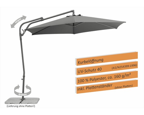 Schneider Genoa parasol Ø 300 cm H 255 cm antraciet