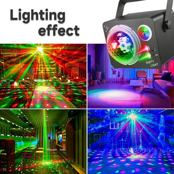 Roterende Magic Ball Laser Light RGB LED Strobe Lydaktivert projektorlampe