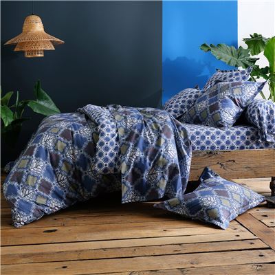 Linge de lit motif feuilles géométriques - BECQUET CRÉATION