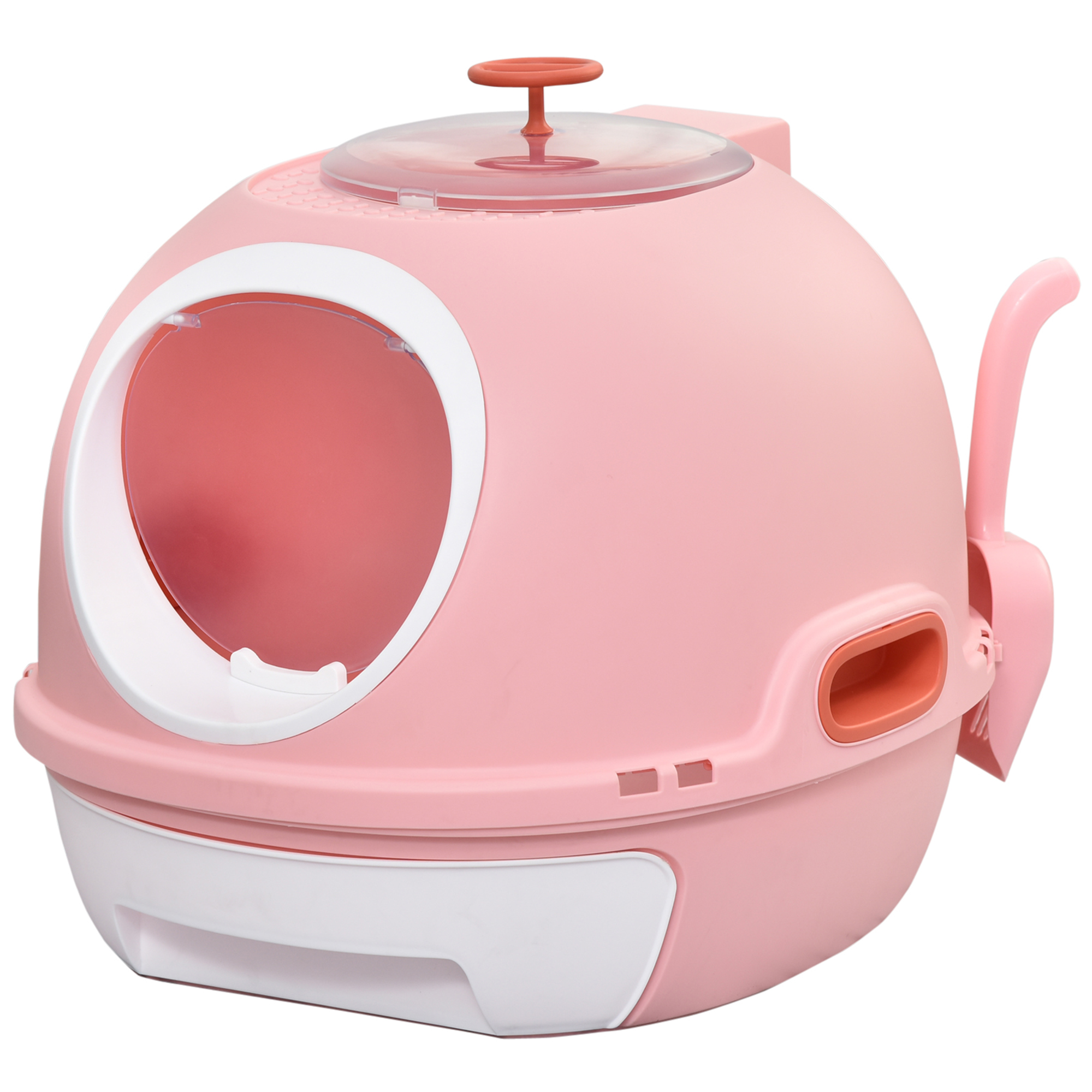 Caixa de areia dobrável PawHut para gatos com bandeja removível e pá - Rosa