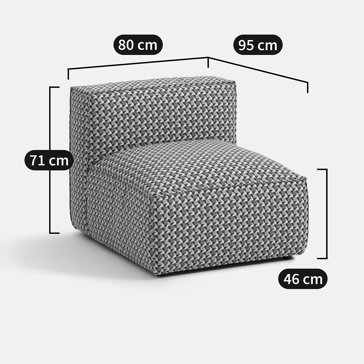 LA REDOUTE INTERIORS<br>Banco modular em tecido jacquard Origami, Seven