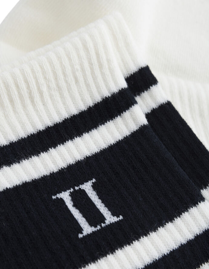 Les Deux William Stripe 2-Pack Socks Råhvid