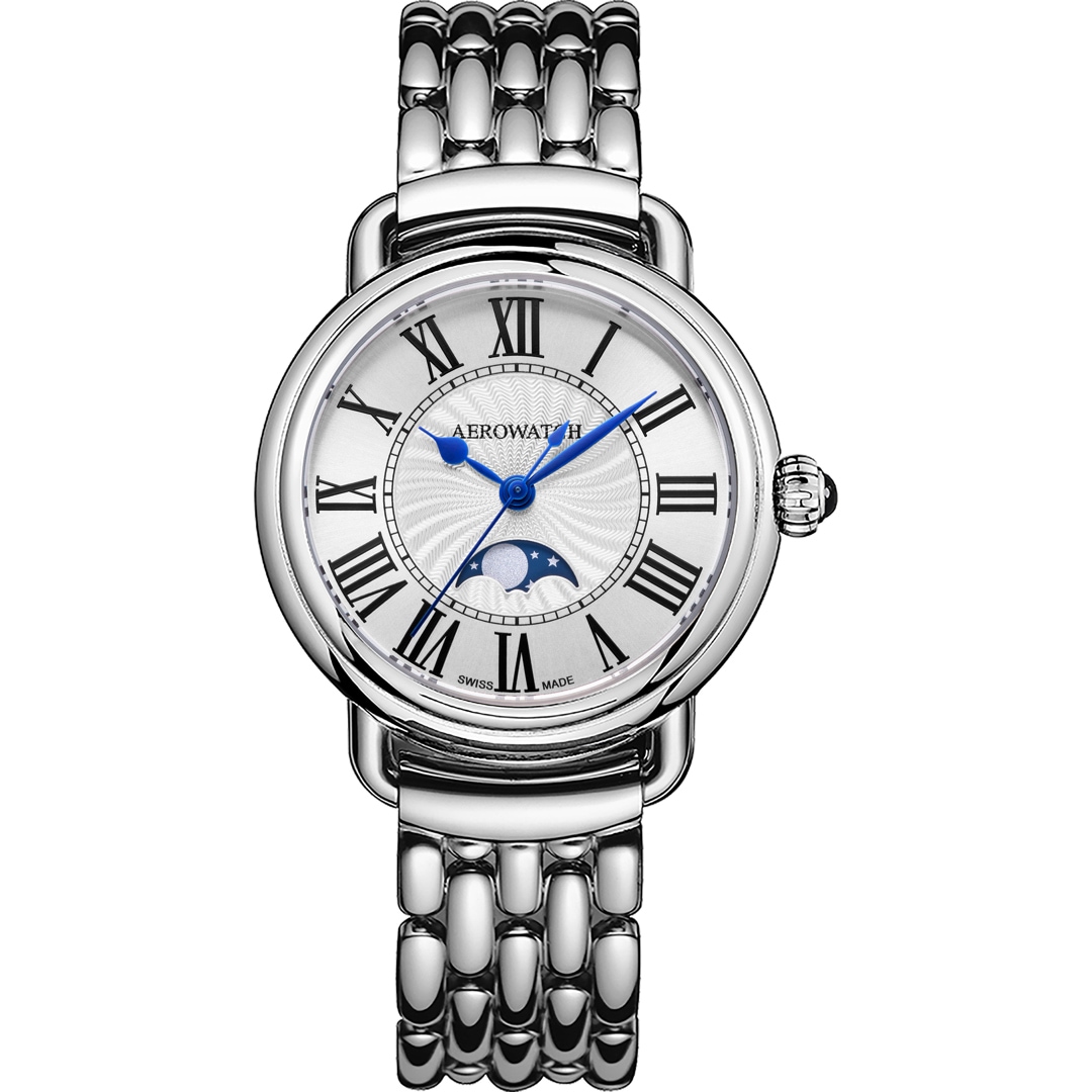 Aerowatch 1942 Lady Moon Phase Edelstahl