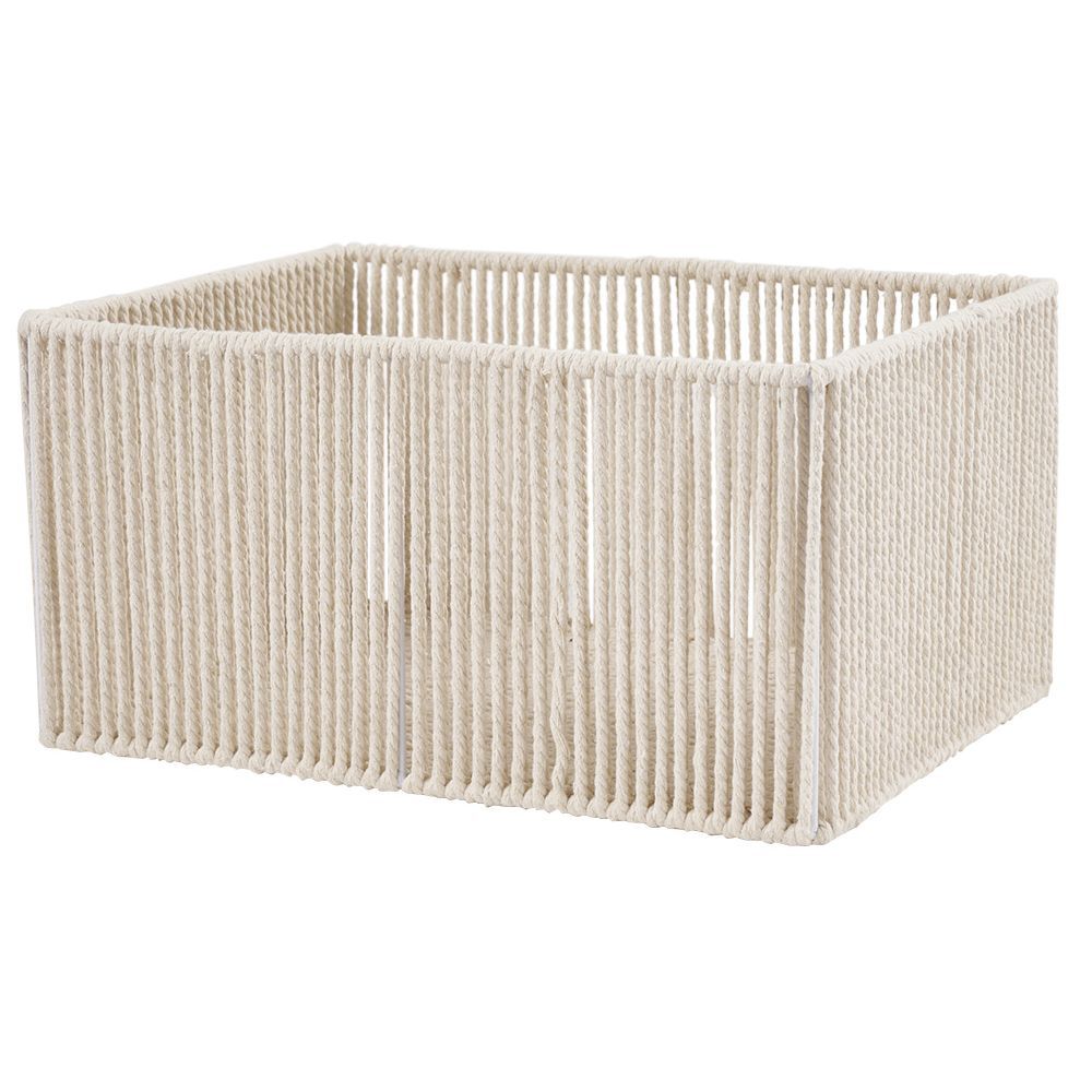 Panière ajouré acier et conton beige - 40x30xH20cm Taille L