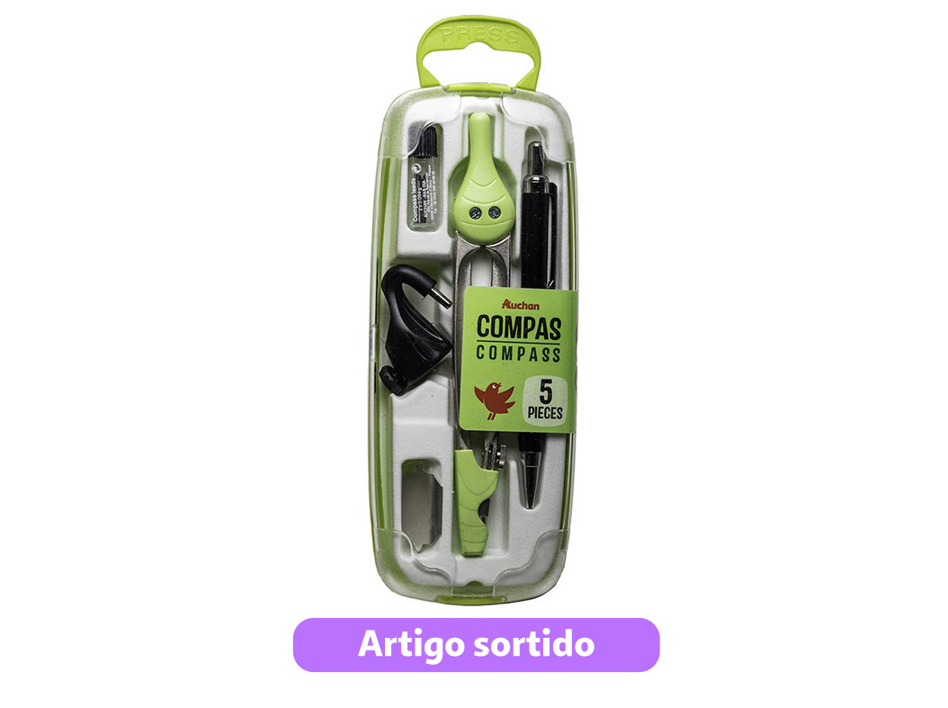 COMPASSO AUCHAN COM 5 PEÇAS CORES SORTIDAS