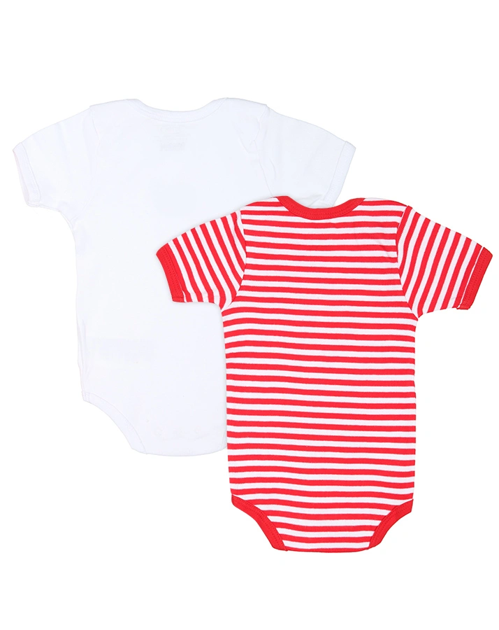 Kurzarm-Body BABY WAL 2er-Pack in weiß/rot