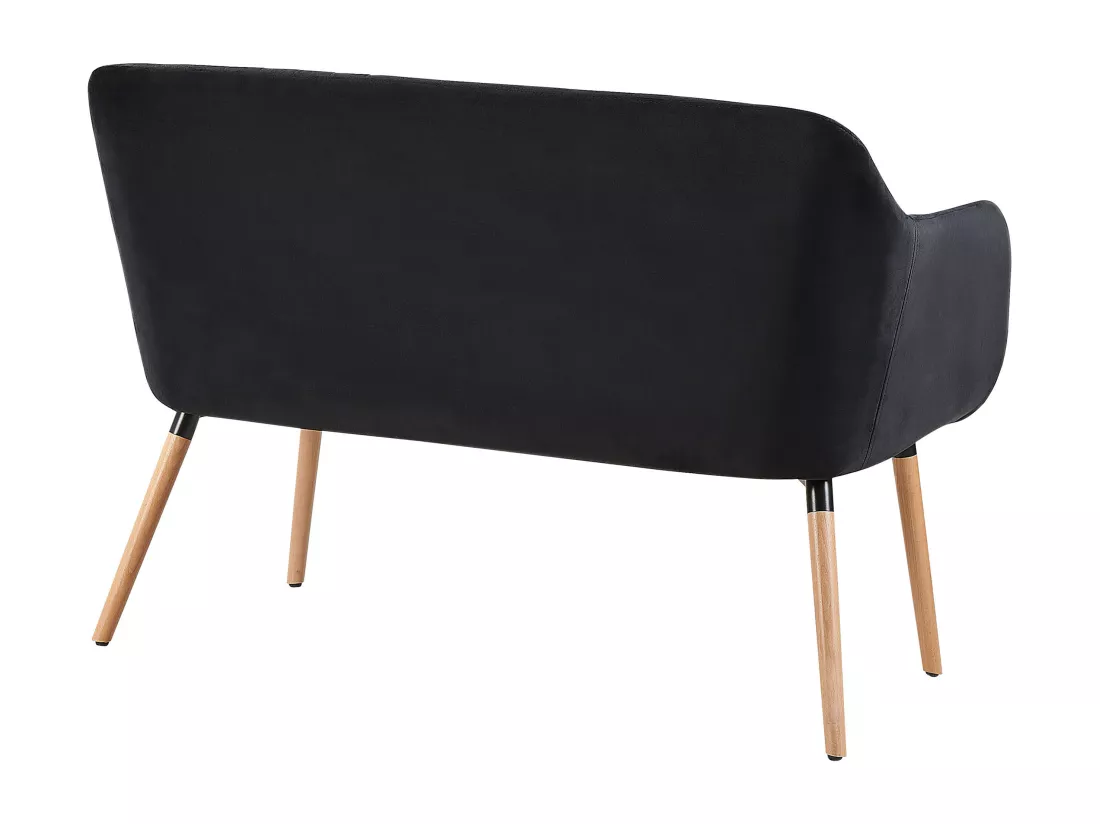 Canapé banquette 2 places en velours noir TABY