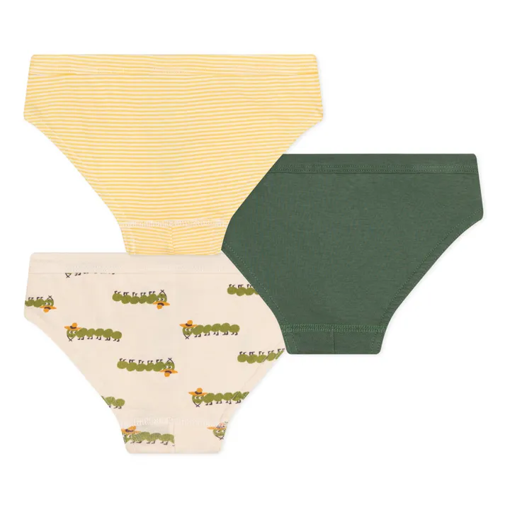 Petit Bateau Lot 3 Slips Millepieds | Vert kaki
