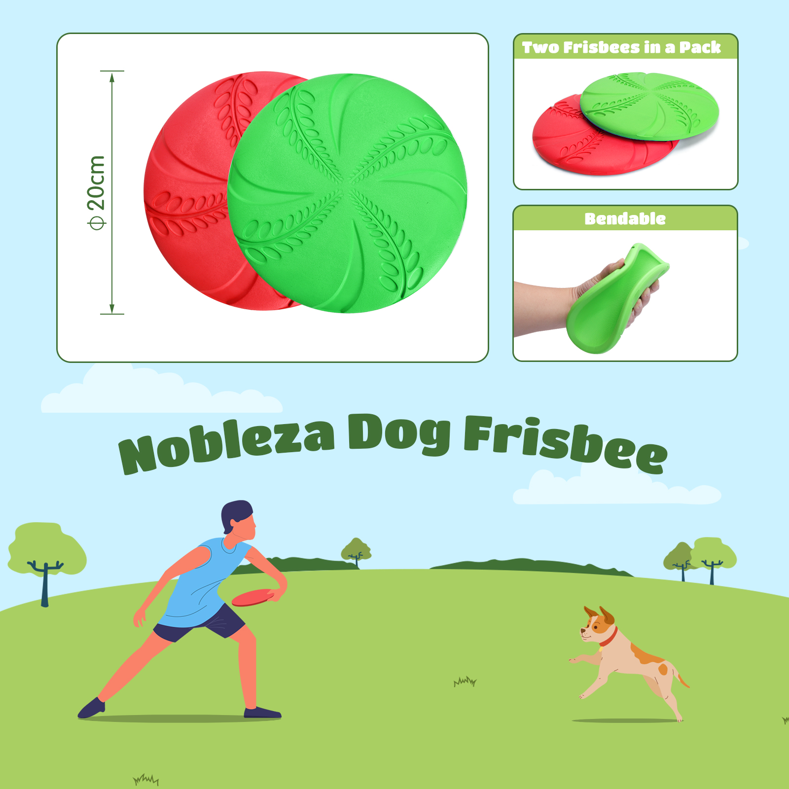 Frisbee para Cães Nobleza, 2 Unidades de Frisbee Interativo para Cães, Brinquedo de Disco Voador para Cães