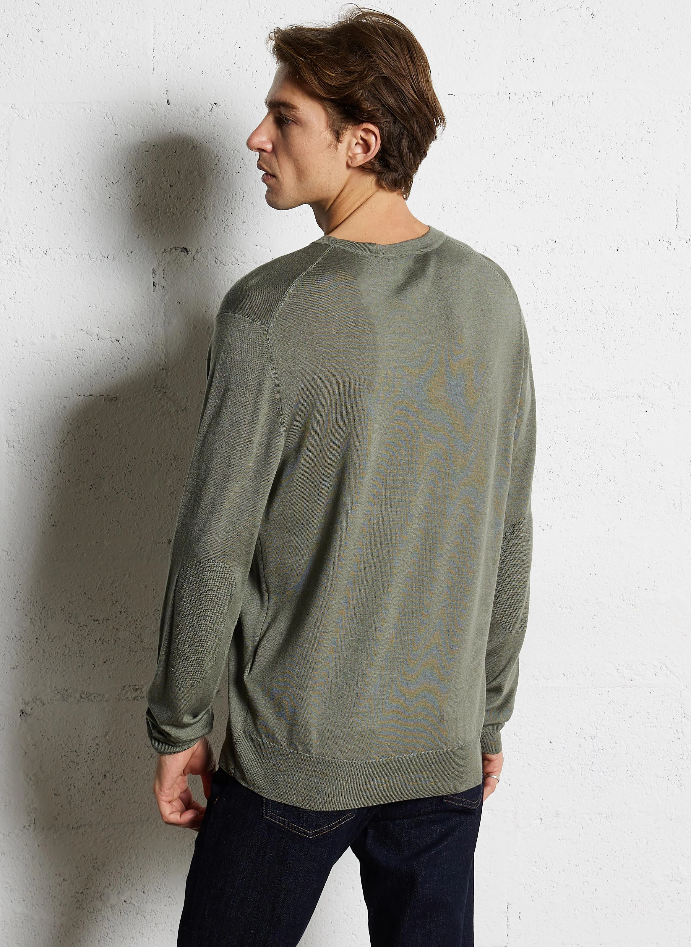Pull col bateau en laine et soie | Vert
