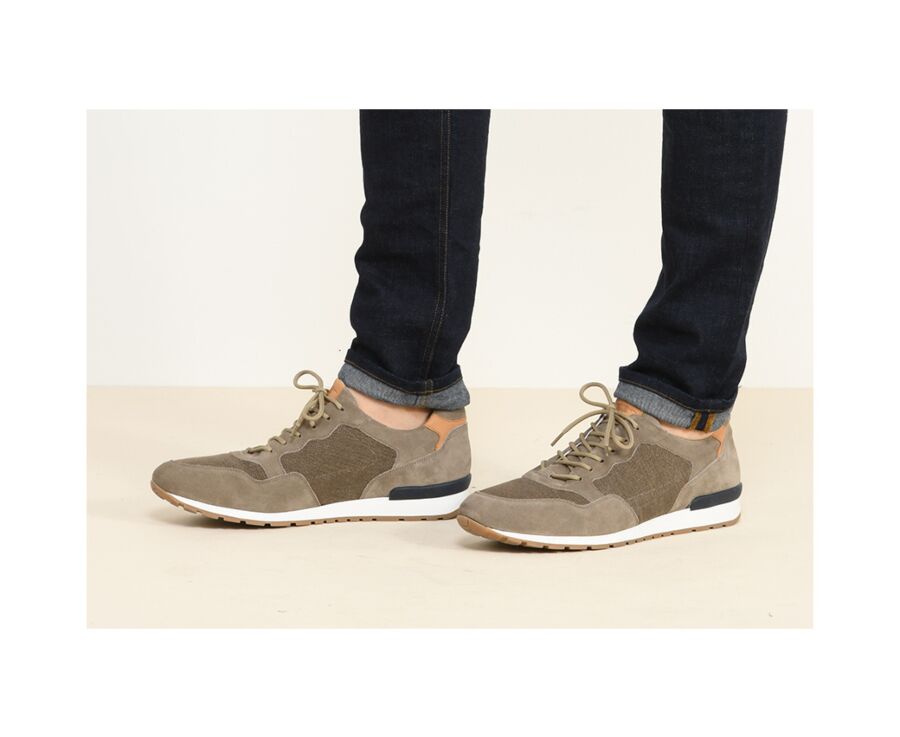 Sneakers homme Velours Taupe - CANBERRA
