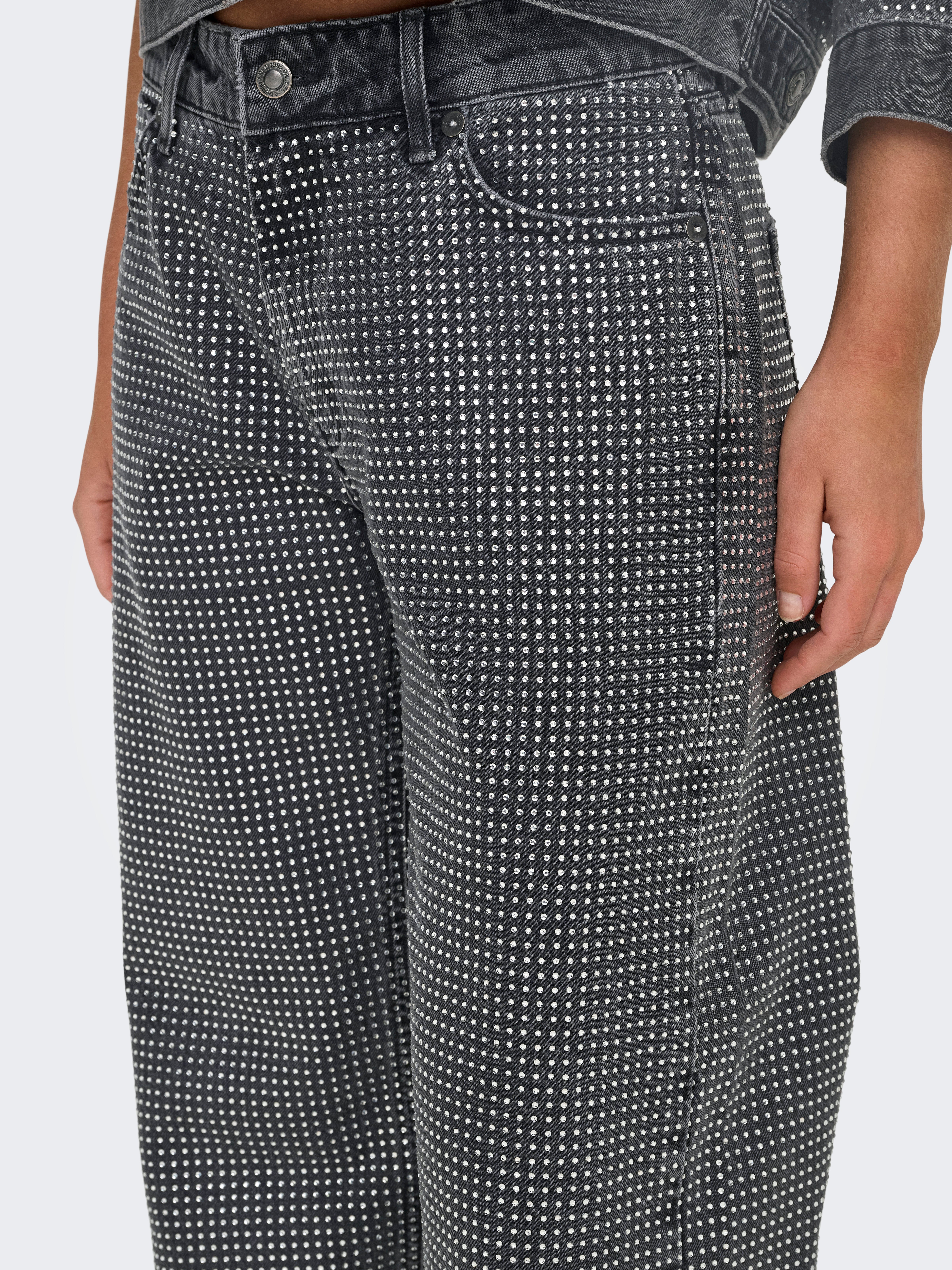 ONLHUDSON Mittlere Taille Weiter Beinschnitt Jeans Grey Denim