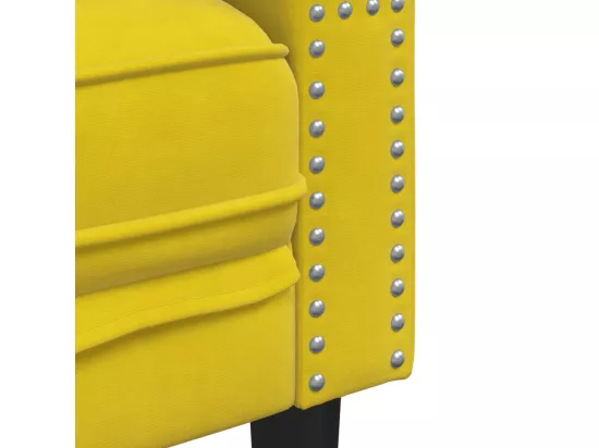 Canapé Chesterfield avec traversins 3 places jaune velours