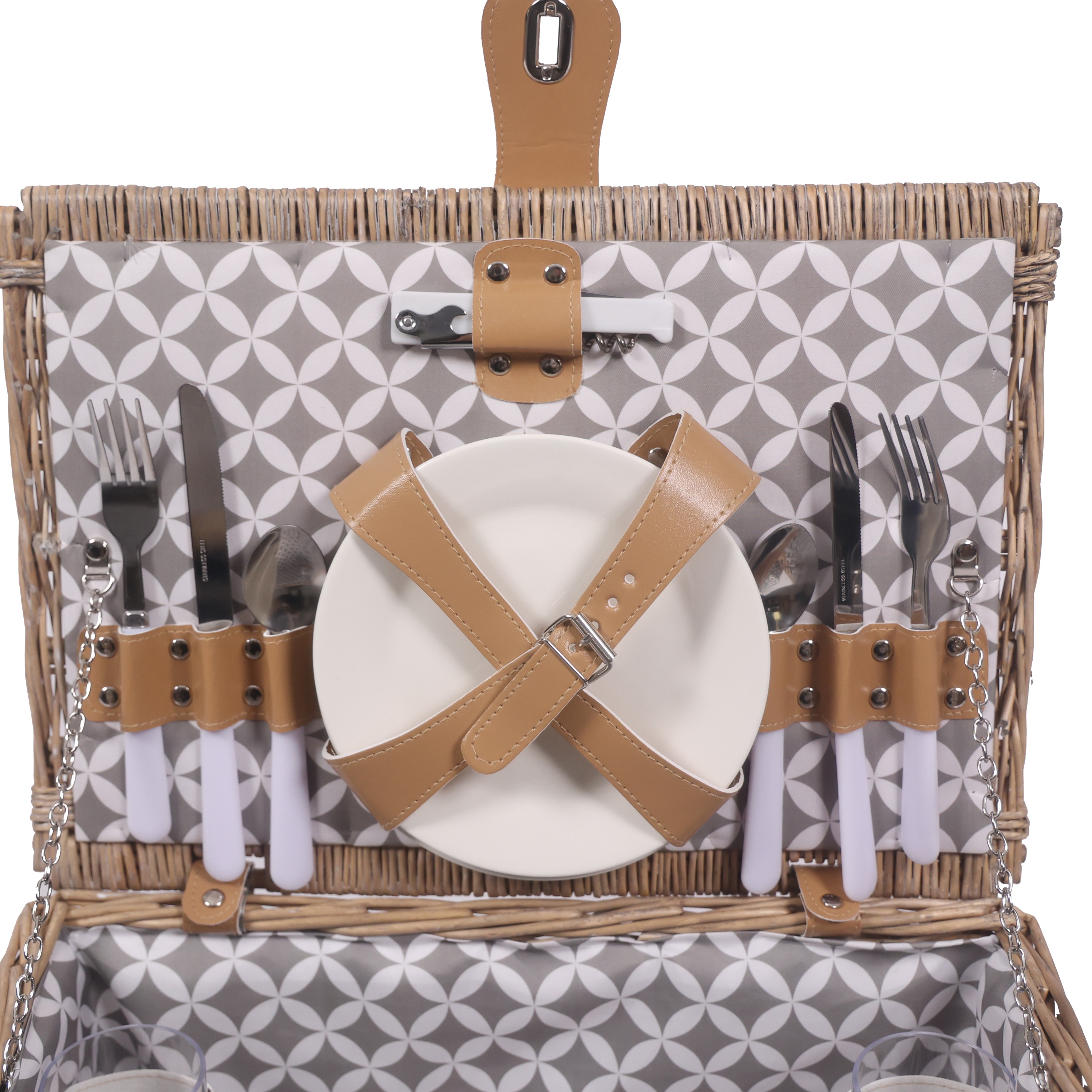 Picknickkorb Set für 4 Personen 40 x 28 x 19 cm