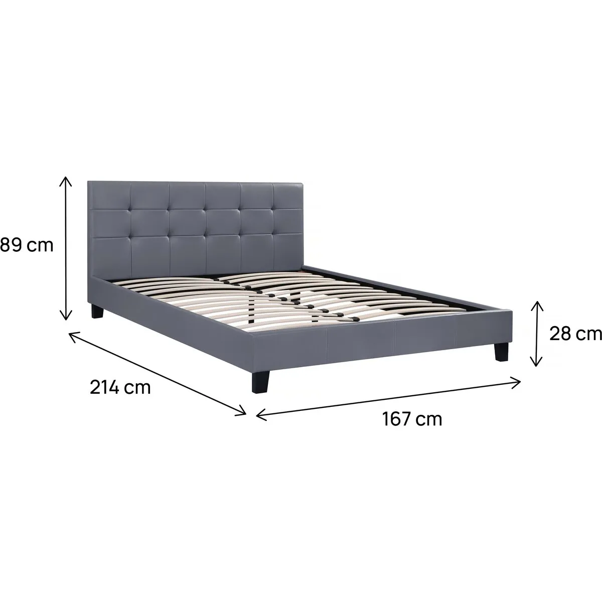 HABITAT ET JARDIN Lit Julia 160 x 200 cm - Gris clair