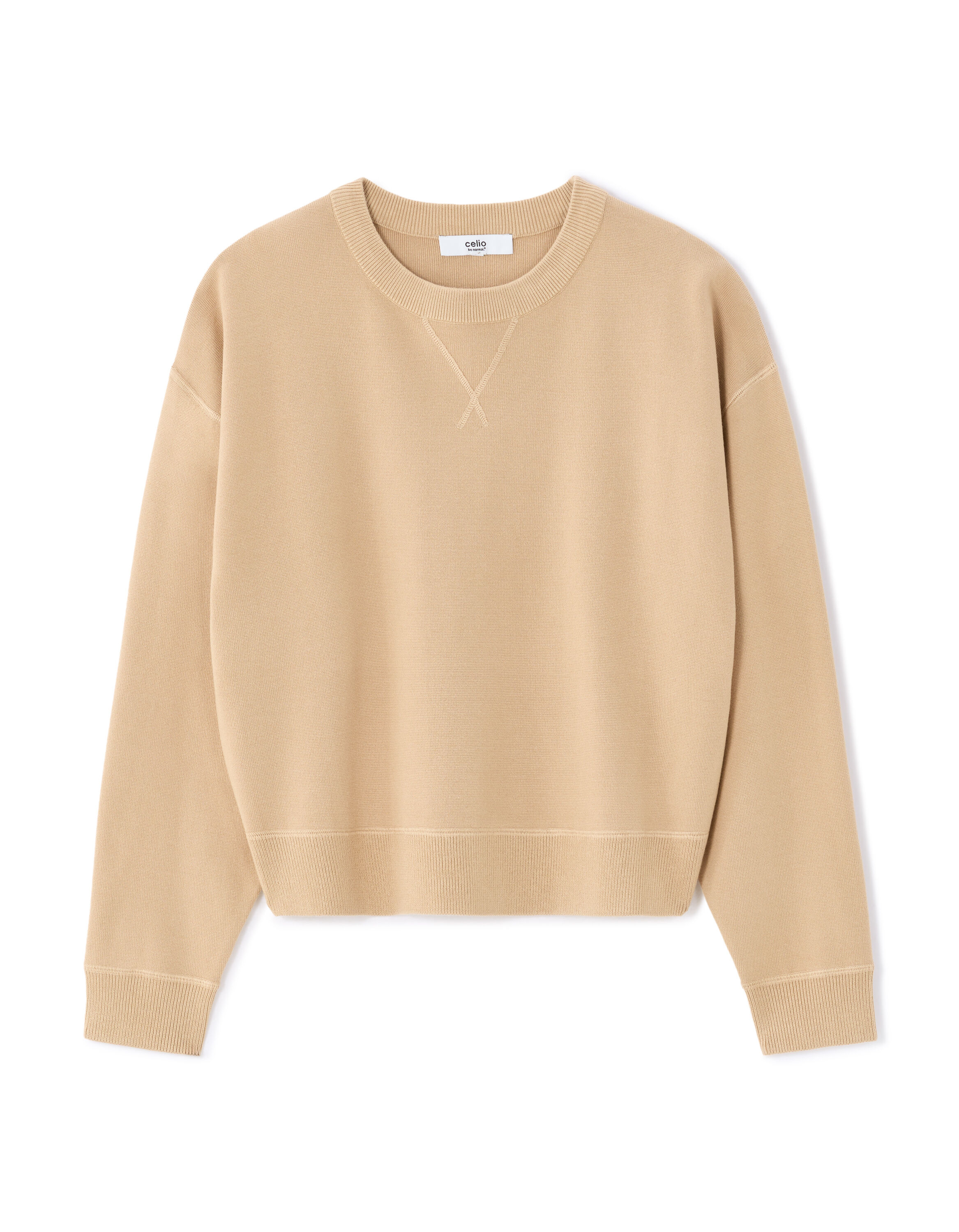 Pull ample en maille compacte - beige