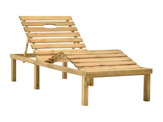 Chaise longue avec coussin beige Bois de pin imprégné