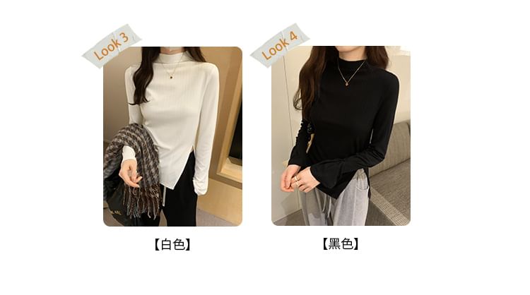Para Para - T-shirt met lange mouwen en mockneck en split