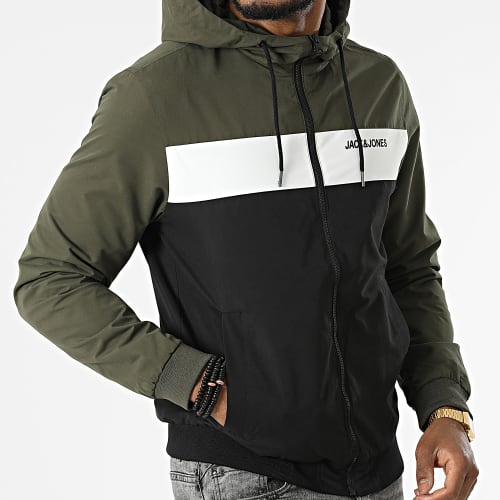 Veste Zippée Capuche Rush Noir Vert Kaki