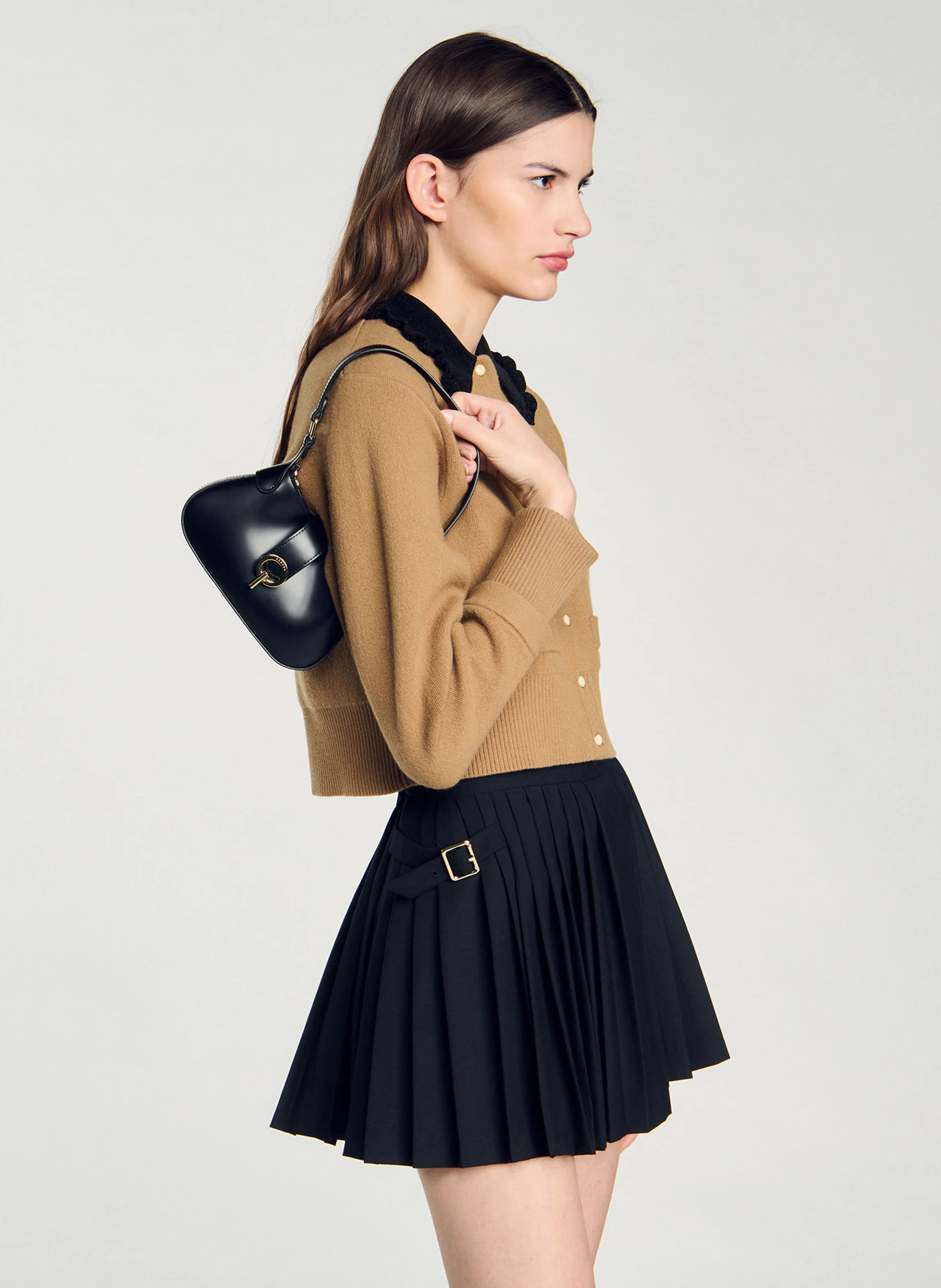 Sac porté épaule en cuir | Noir
