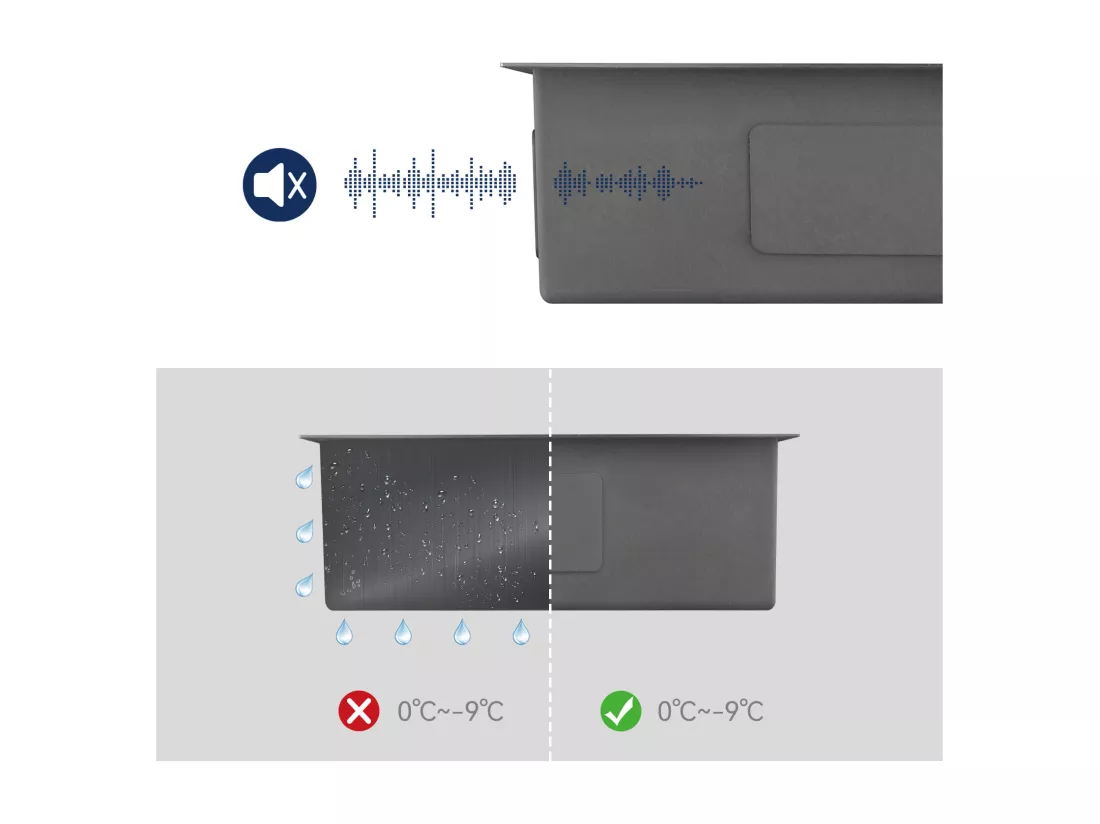 Évier Cuisine 1 Bac 55*45CM Noir+Robinet Cuisine Noir Rotatif 360° Mitigeur Cuisine Eau Froide et Chaude avec Aérateur Démontable