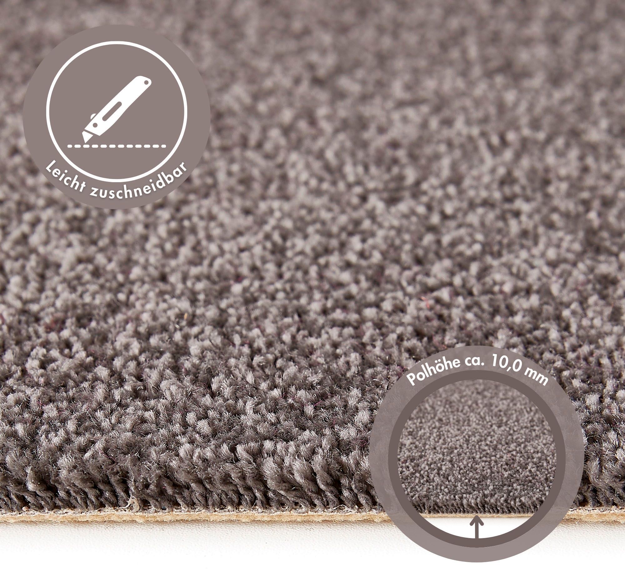 Andiamo Teppichboden »Sophie, Frisee-Velours, Made in Netherlands« rechteckig 12 mm Höhe Uni Farben, Breite 400 cm oder 500 cm, strapazierfähig & pflegeleicht