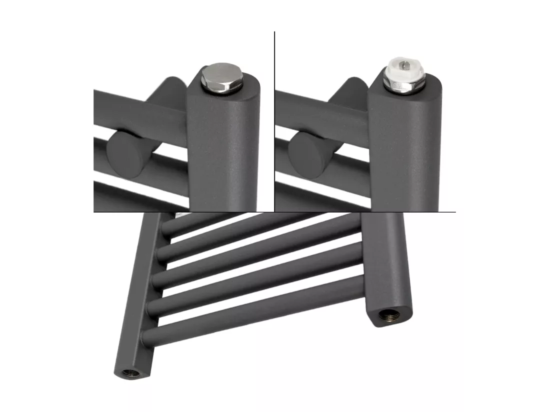 Radiateur Électrique Anthracite avec Elément Chauffant Chromé 900W, 500 x 1500 mm