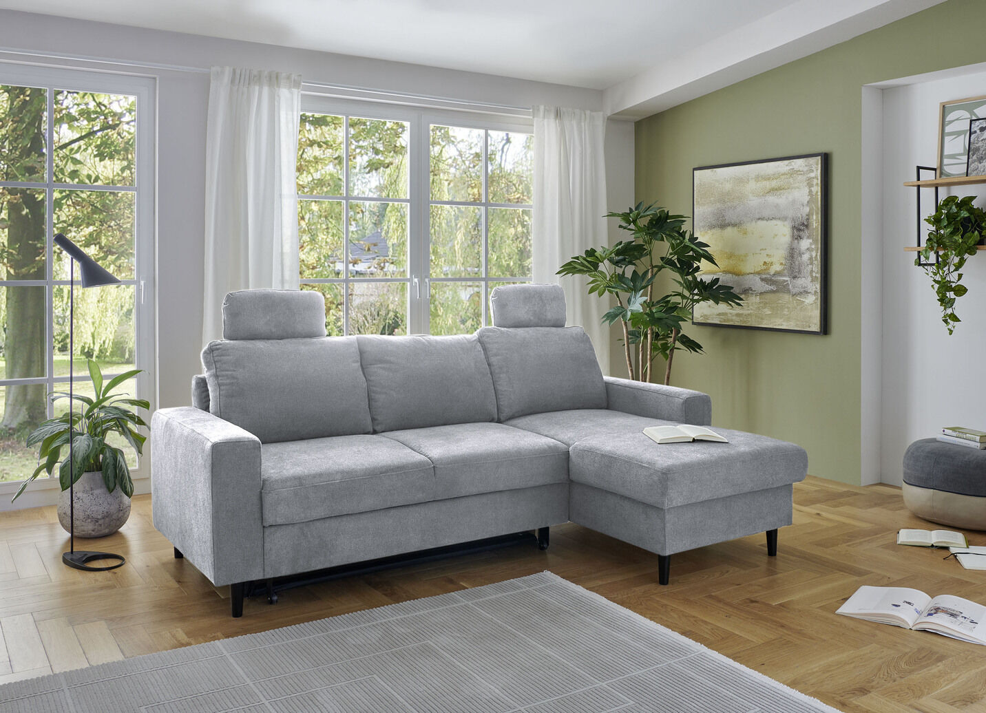 Polsterecke mit Bettfunktion und Longchair
