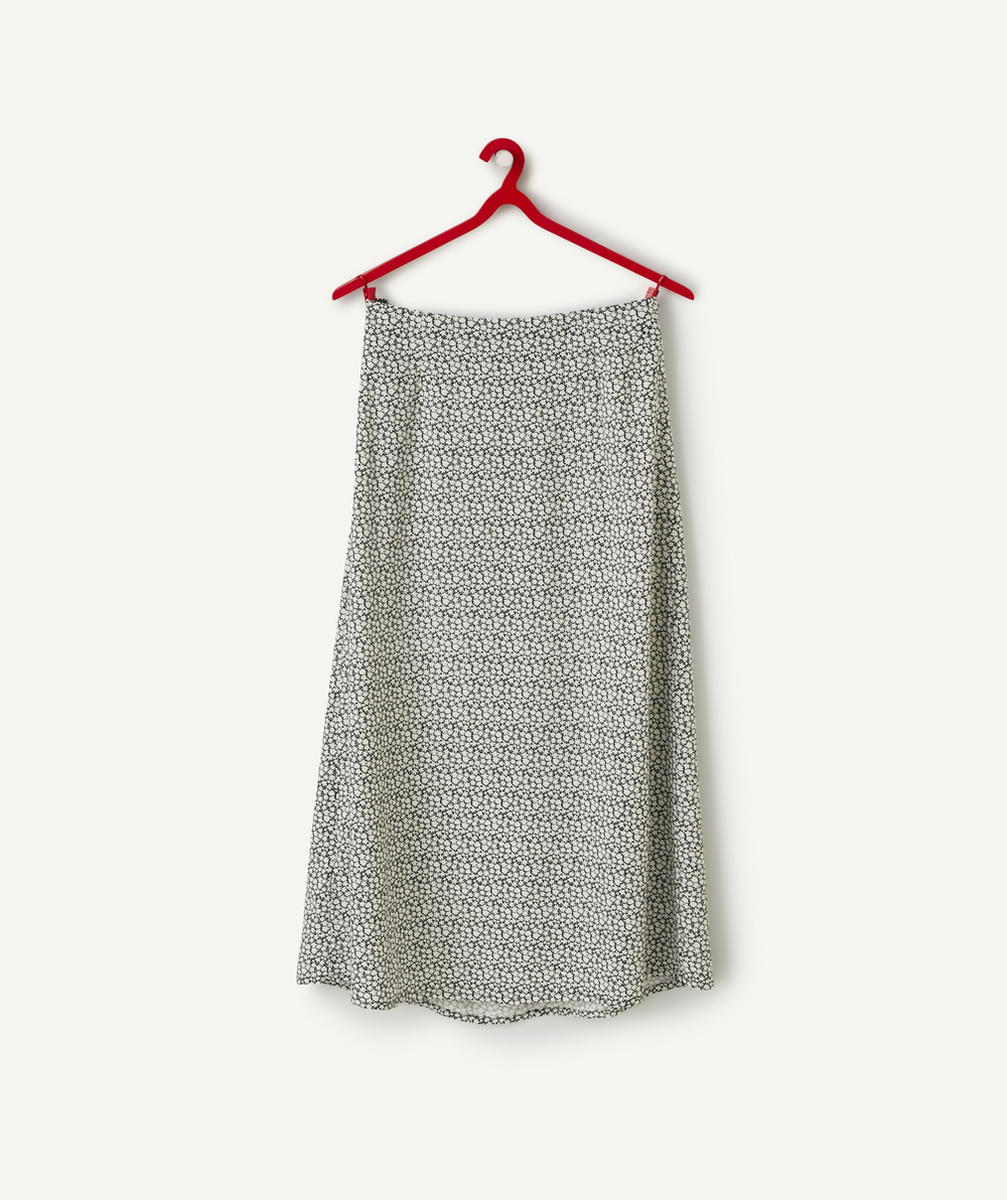 JUPE LONGUE FENDUE FILLE EN VISCOSE RESPONSABLE AVEC IMPRIMÉ FLEURI