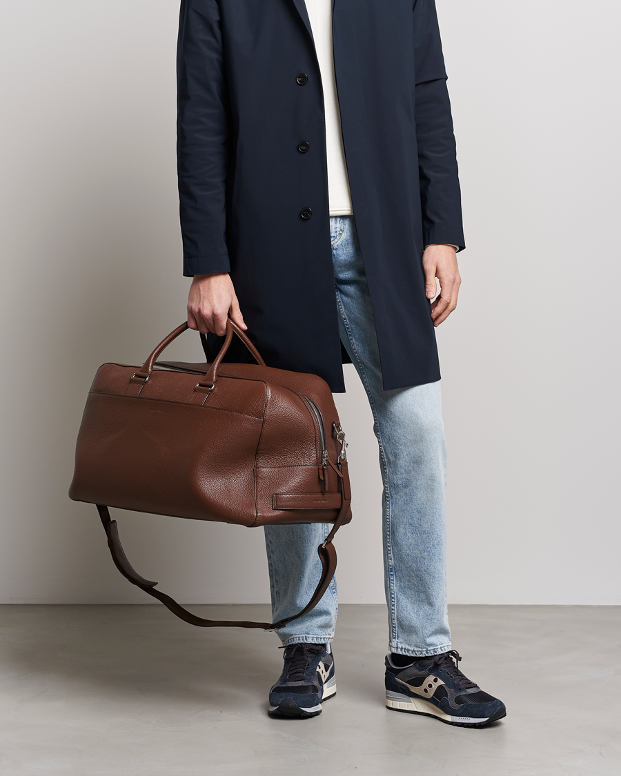 Tiger of Sweden Brome Grained Leather Weekendbag Brown
