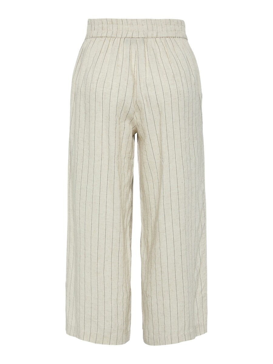 PEÇAS<br>Calça pantalona com estampa listrada e cintura alta