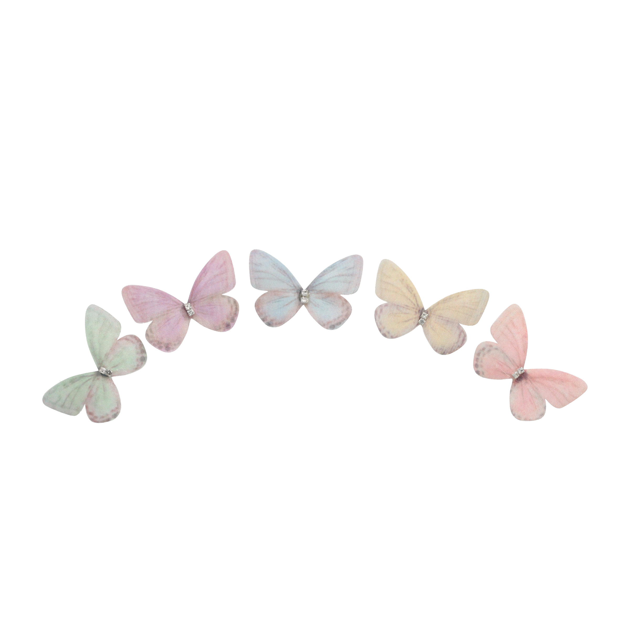 (100er Set) 50mm DIY Schmetterling mit Strassstein zum Basteln / Nähen / Dekorieren - Lila / Rosa / Grün