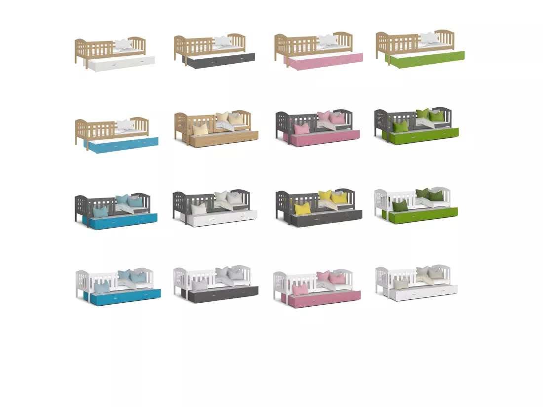 Lit Gigogne Teo 90x190 Blanc - blanc Livré avec sommiers, tiroir et matelas en mousse de 7cm