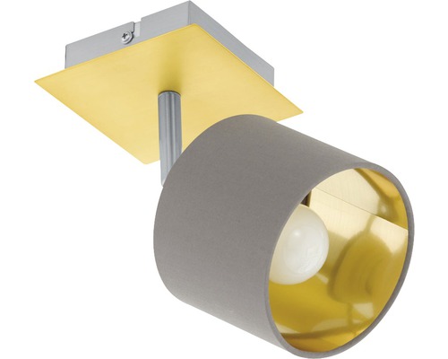 Plafondspot, 1-lichts, 11x11 cm, geborsteld messing, mat nikkel/cappuccino goud