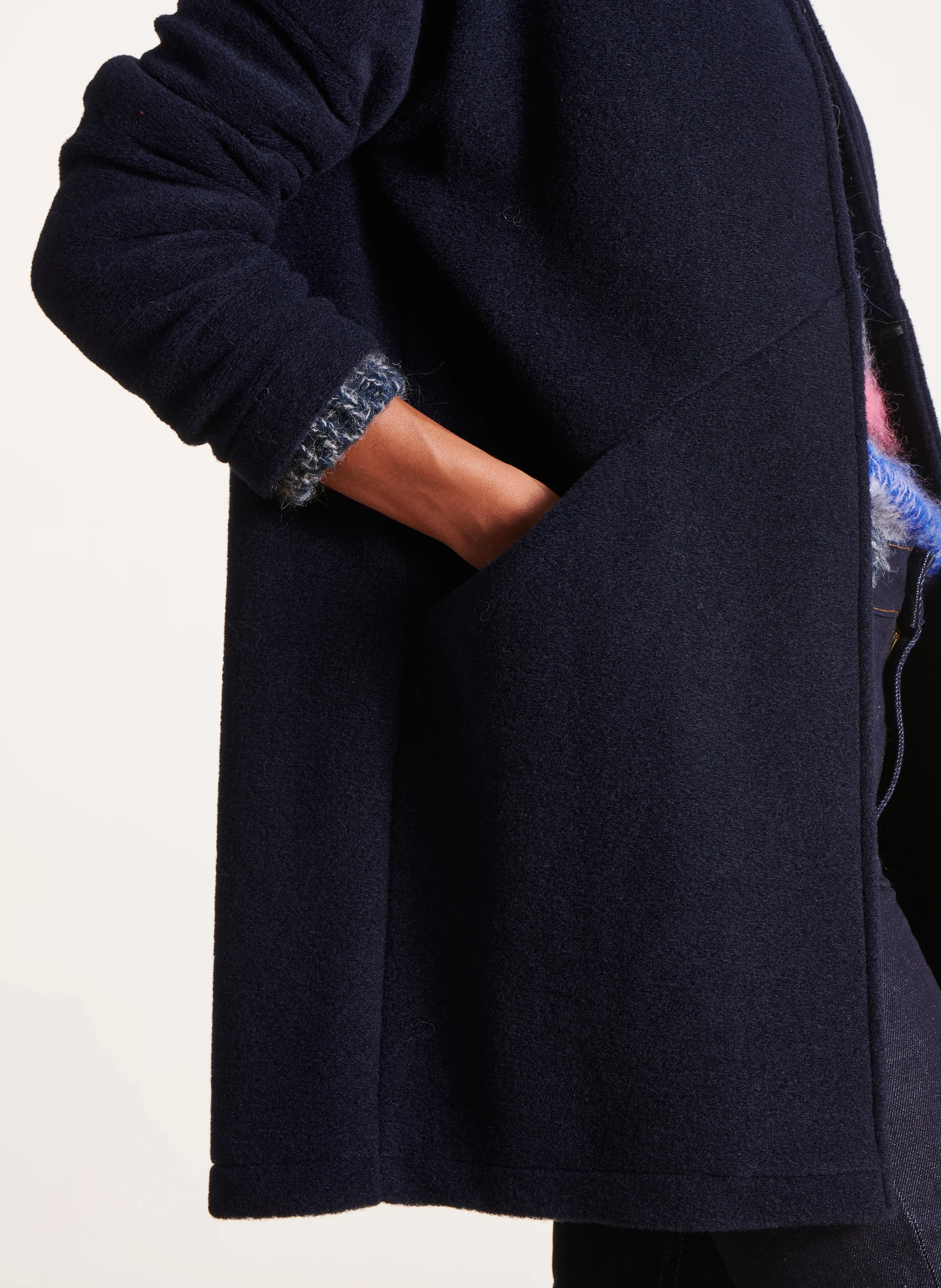 Manteau col rond| Bleu