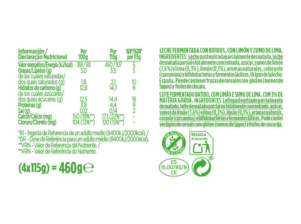 IOGURTE ACTIVIA BIFIDUS CREMOSO LIMA E LIMÃO 4X120G