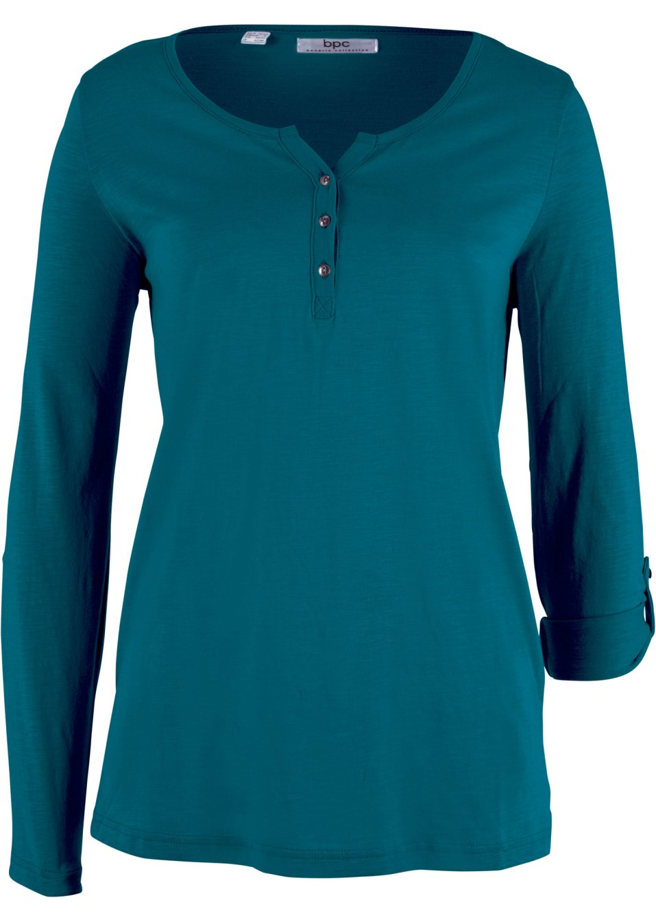 T-shirt manches longues en coton léger avec patte de boutonnage
