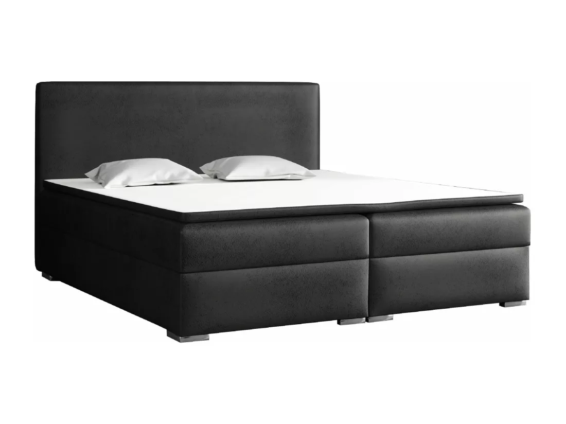 LIT BOXSPRING avec surmatelas Soler 180x200 cm, Gobi 97 (Imitation cuir noir)