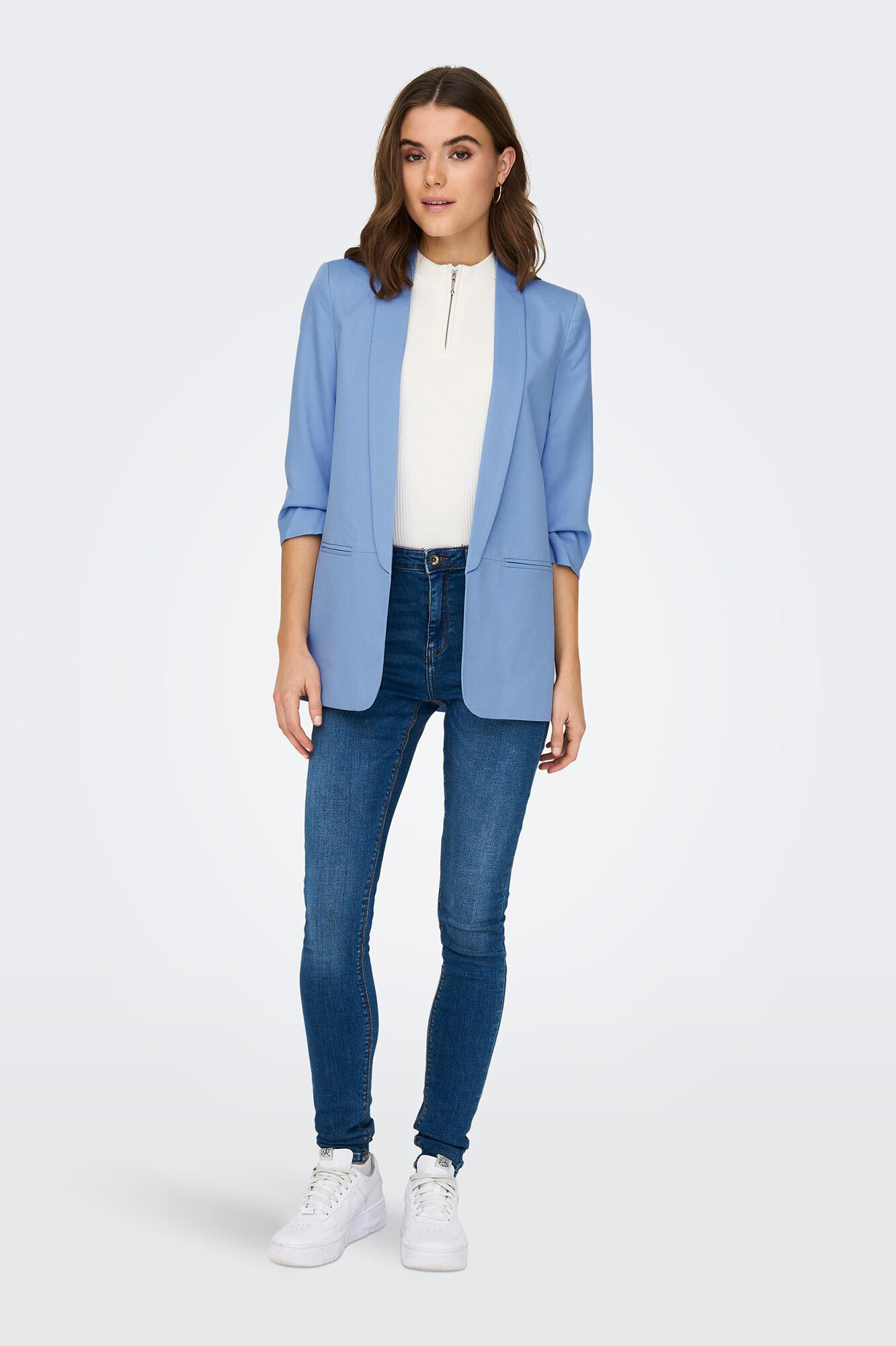 Blazer de manga 3/4 com lapelas