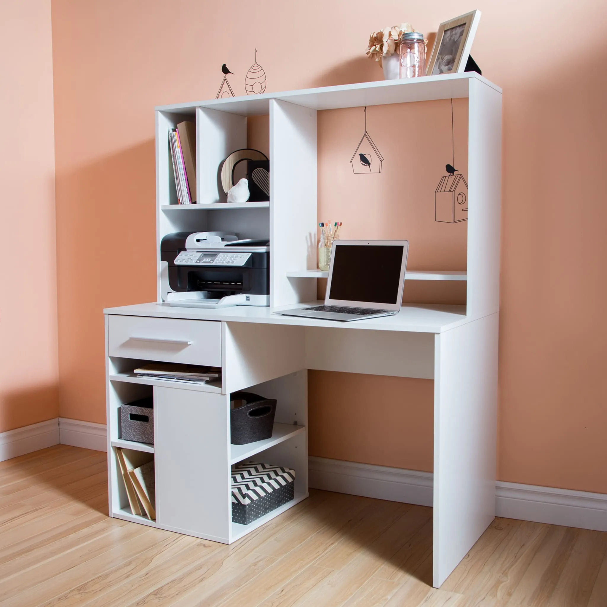 South Shore Bureau de Travail pour Ordinateur - Annexe Blanc Solide
