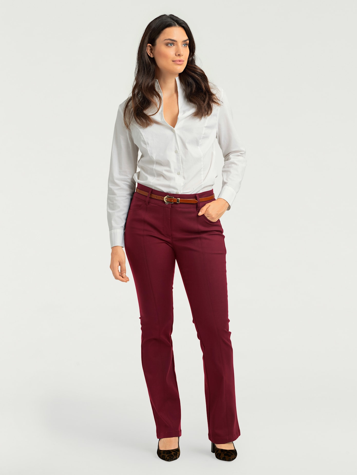 Pantalon effet ventre plat coupe bootcut tendance