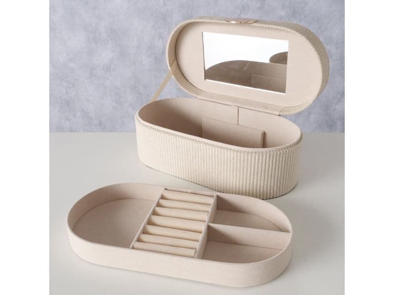 Boltze Schmuckhalter Caja 25.6 cm, Beige Schmuckkasten mit Deckel