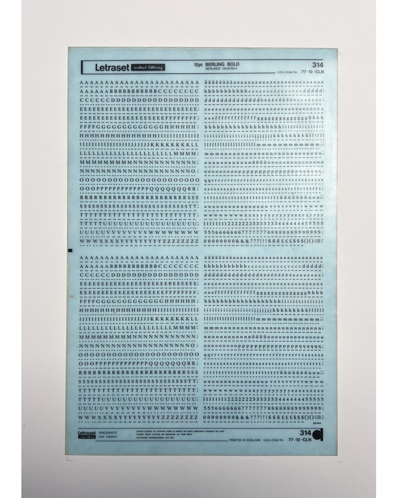 Letraset 314 - BERLING BOLD -12pt