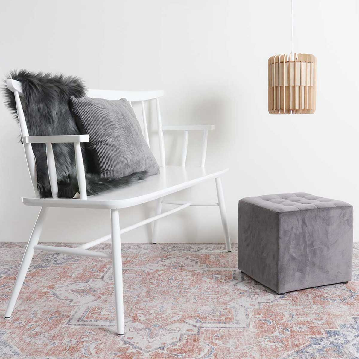 Houten spijlenbank Laura Wit