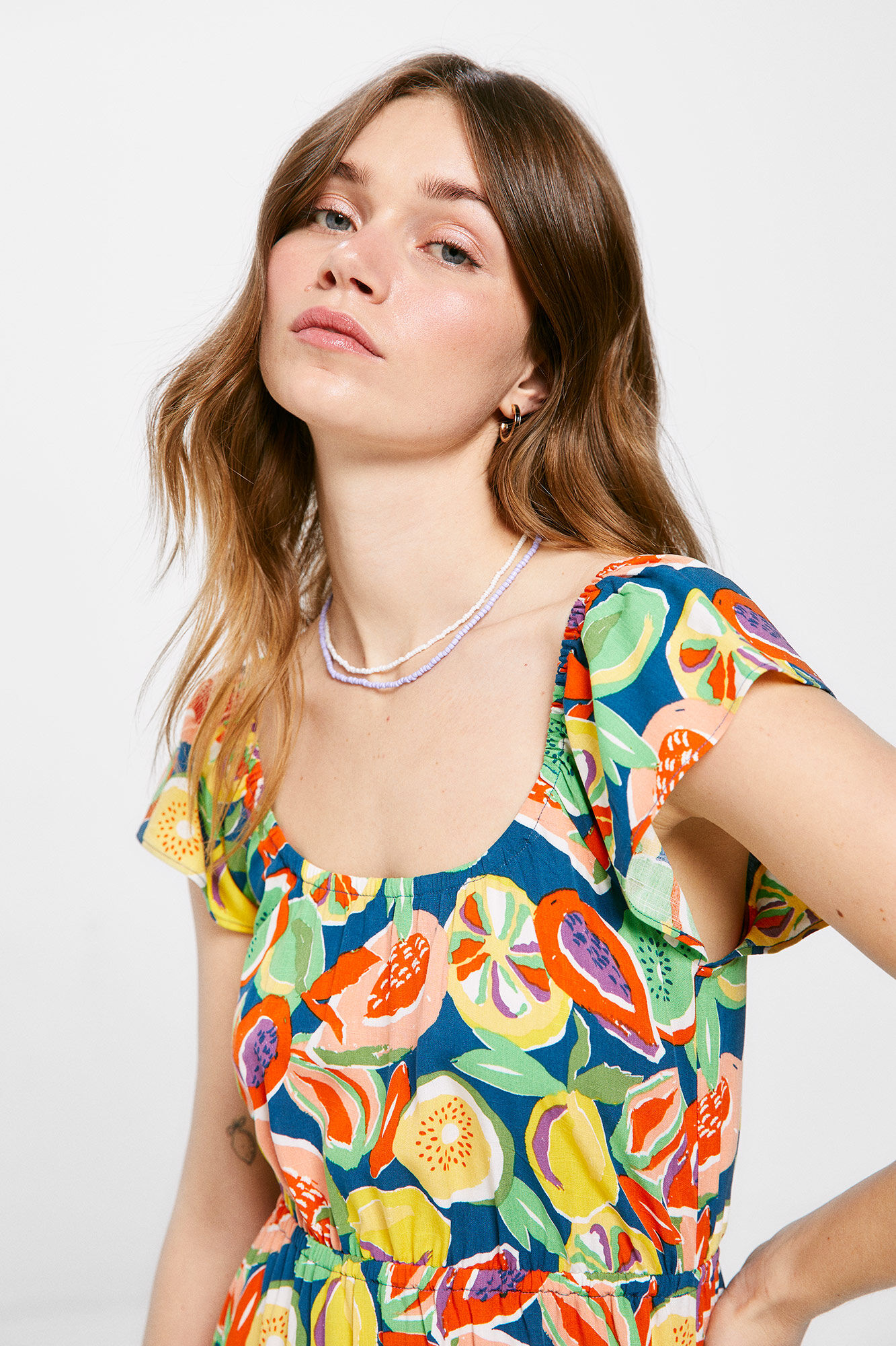 Vestido midi com costas cruzadas - Azul