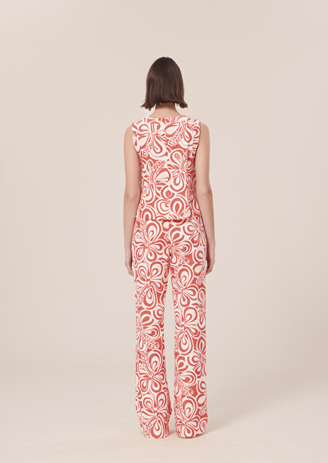 Pantalon Prosperécru à motif graphique corail