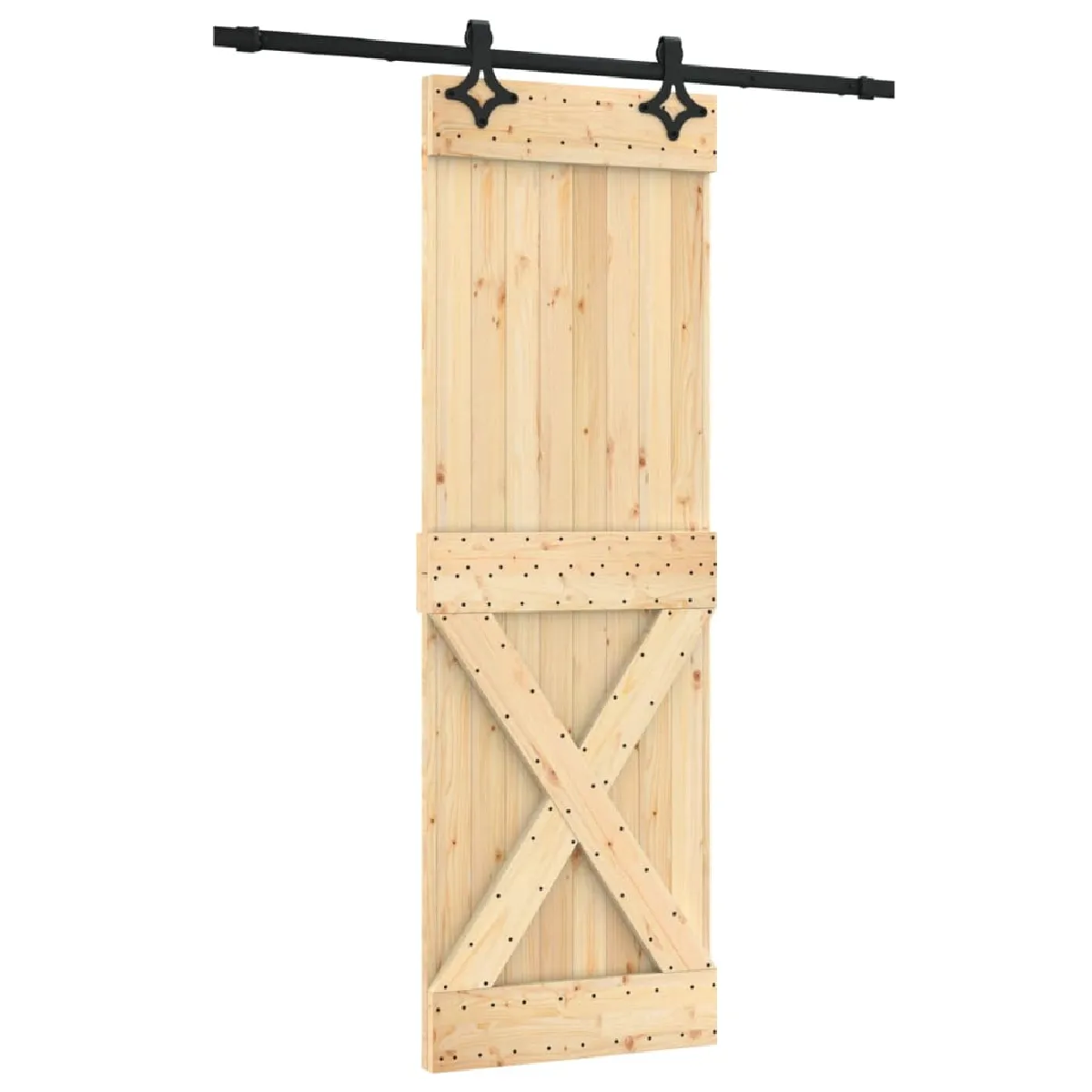 vidaXL Porte coulissante avec quincaillerie - Pin massif