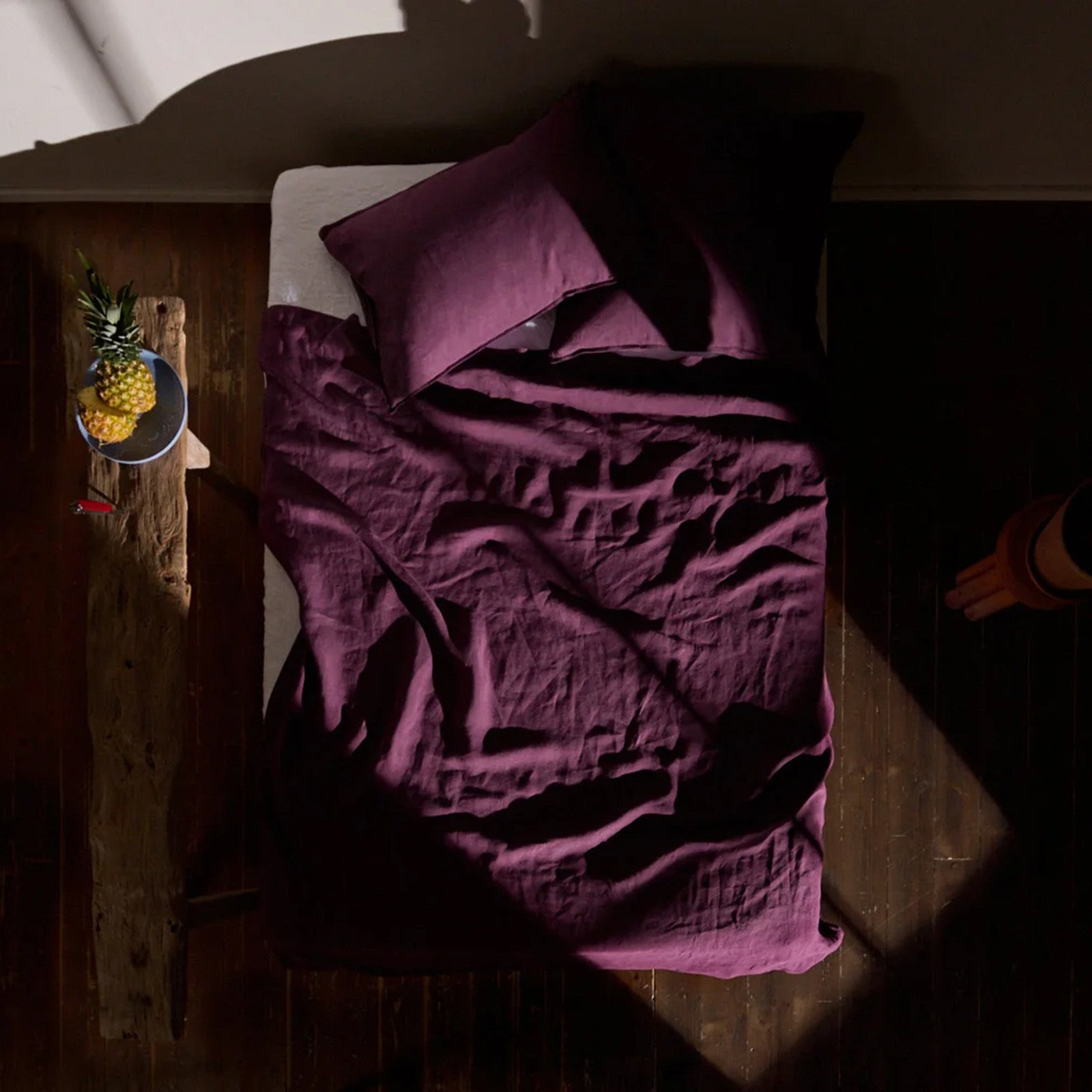 Oberleintuch Linus uni plum