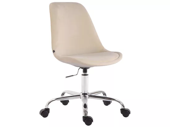 Chaise de bureau - Velours & Métal chromé - Crème - Toulouse