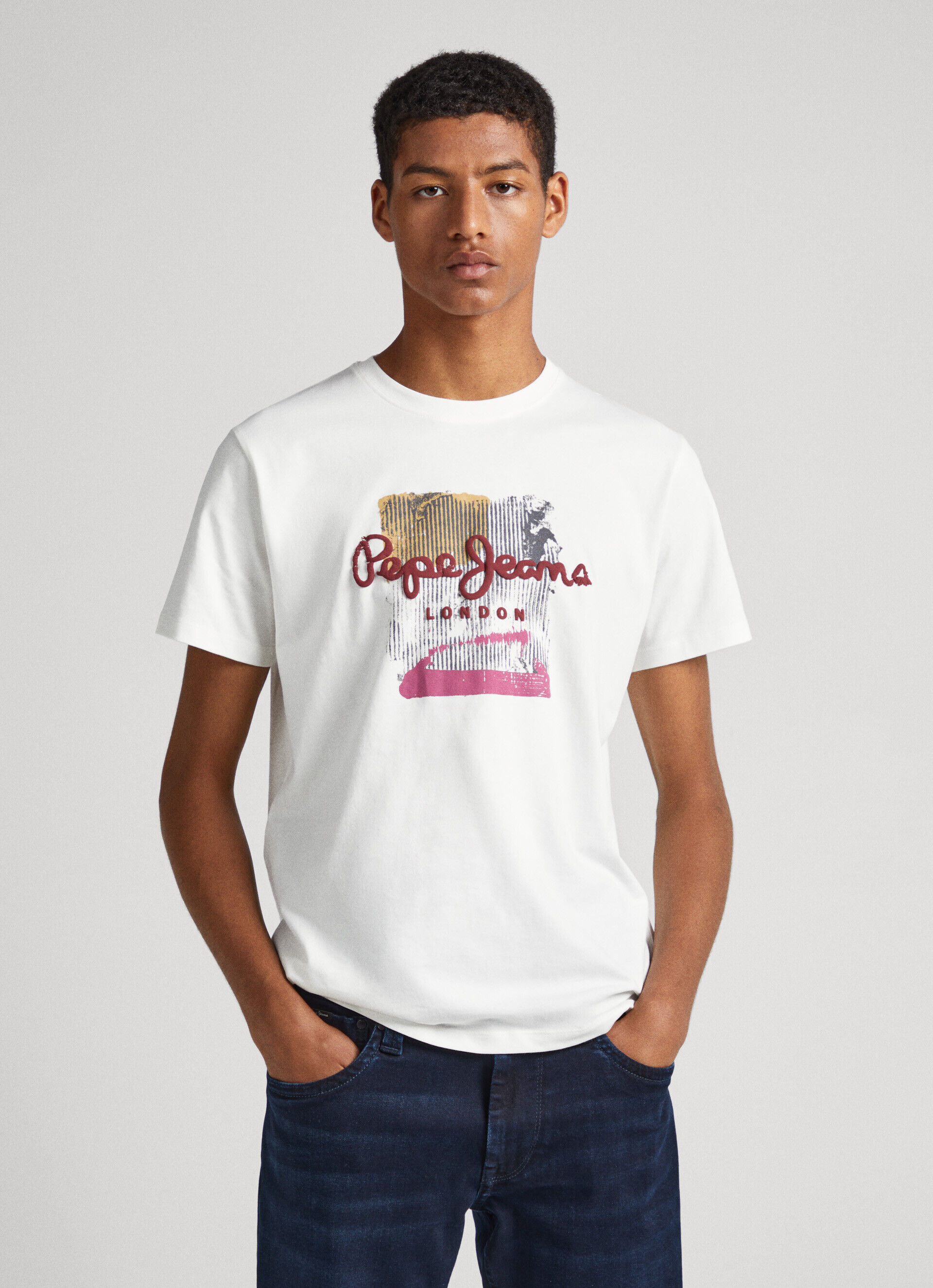 Camiseta com estampa puff - branco-creme